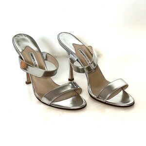 Vintage Manolo Blahnik Strappy Silver Heels